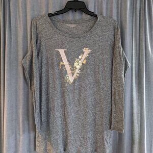 Victorias Secret top womens medium 100% cotton gray long sleeve sleep cozy relax